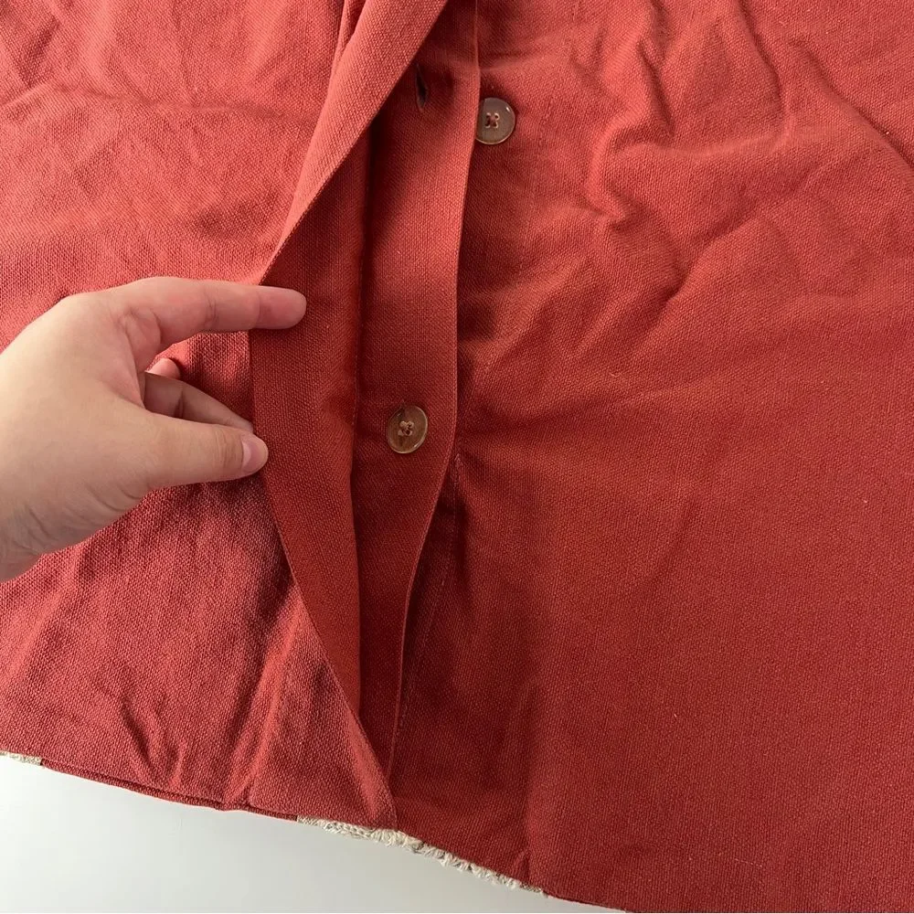 Pottery Barn Embroidered Floral Rust Orange and Cream Euro Sham Pillow Case